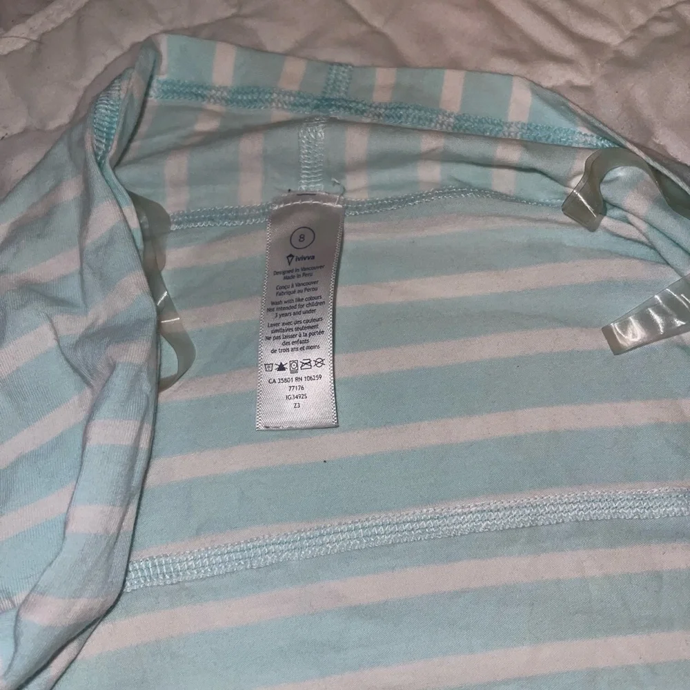 Ivivva Light Blue and White Striped Kids Top